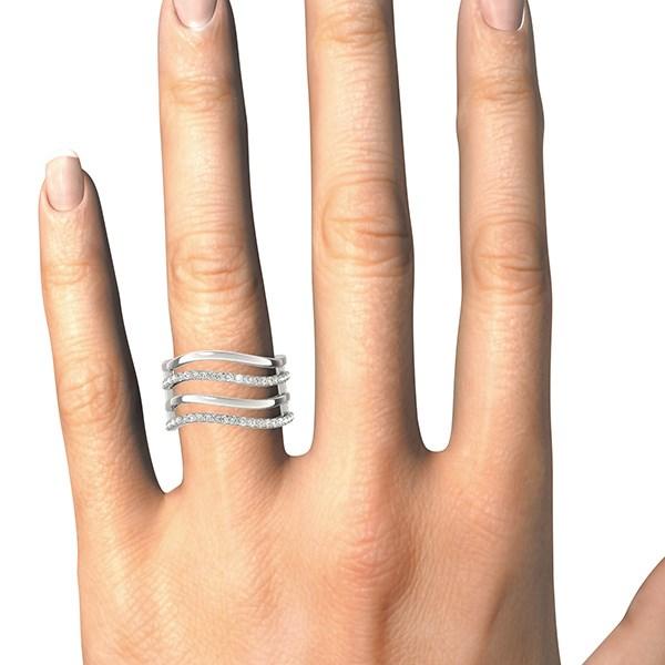 14k White Gold Multiple Band Design Ring with Diamonds (3/8 cttw) Rings Angelucci Jewelry   
