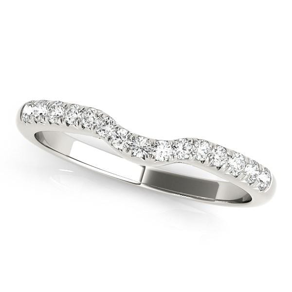 14k White Gold Pave Set Curved Diamond Wedding Band (1/5 cttw) Rings Angelucci Jewelry   