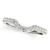 Thumbnail for 14k White Gold Pave Set Diamond Curved Wedding Band (1/4 cttw) Rings Angelucci Jewelry   