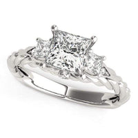 Thumbnail for 14k White Gold Princess Cut 3 Stone Antique Style Diamond Ring (1 1/8 cttw) Rings Angelucci Jewelry   