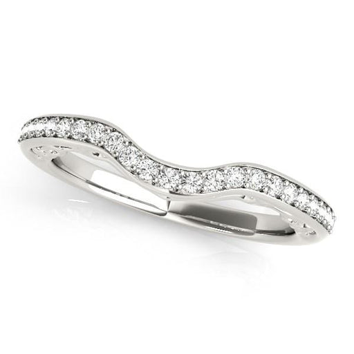 14k White Gold Prong Set Curved Diamond Wedding Ring (1/6 cttw) Rings Angelucci Jewelry   