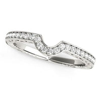 Thumbnail for 14k White Gold Prong Set Curved Wedding Band (1/8 cttw) Rings Angelucci Jewelry   