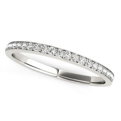 14k White Gold Prong Setting Round Diamond Wedding Band (1/5 cttw) Rings Angelucci Jewelry   