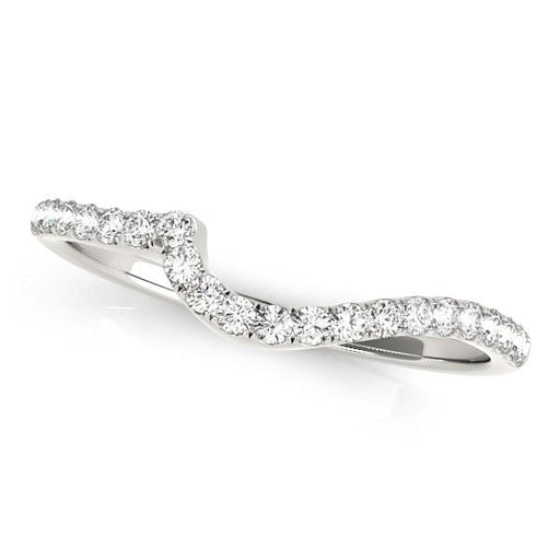 14k White Gold Round Pave Setting Curved Diamond Wedding Ring (1/5 cttw) Rings Angelucci Jewelry   