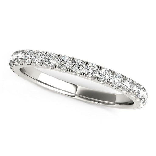14k White Gold Round Pave Setting Diamond Wedding Band (3/8 cttw) Rings Angelucci Jewelry   