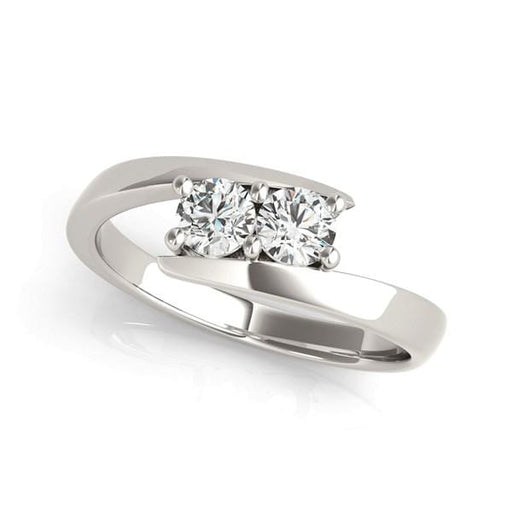 14k White Gold Round Two Stone Common Prong Diamond Ring (1/2 cttw) Rings Angelucci Jewelry   