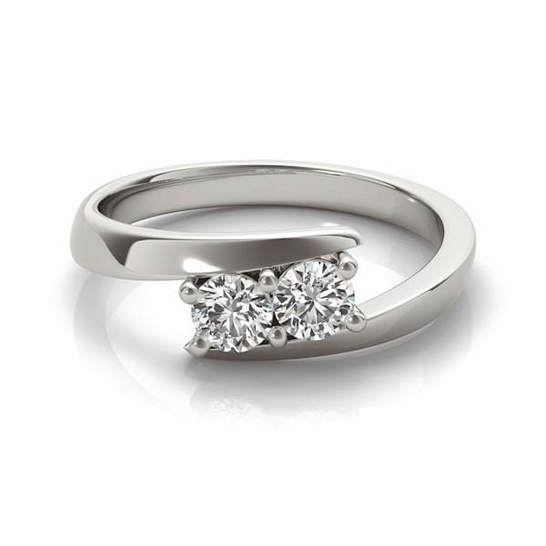 14k White Gold Round Two Stone Common Prong Diamond Ring (1/2 cttw) Rings Angelucci Jewelry   