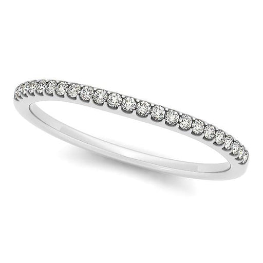 14k White Gold Scallop Setting Round Diamond Wedding Band (1/10 cttw) Rings Angelucci Jewelry   