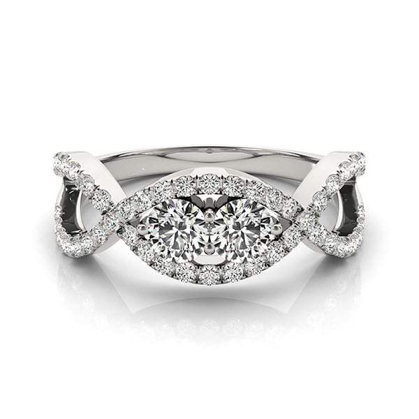 14k White Gold Split Shank Infinity Two Stone Round Diamond Ring (1/2 cttw) Rings Angelucci Jewelry   