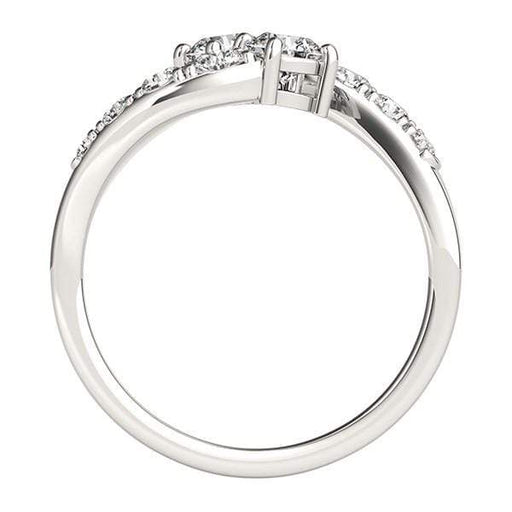 14k White Gold Two Stone Overlap Design Diamond Ring (1 cttw) Rings Angelucci Jewelry   