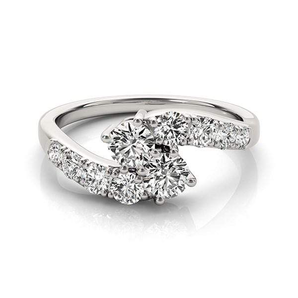 14k White Gold Two Stone Overlap Design Diamond Ring (1 cttw) Rings Angelucci Jewelry   