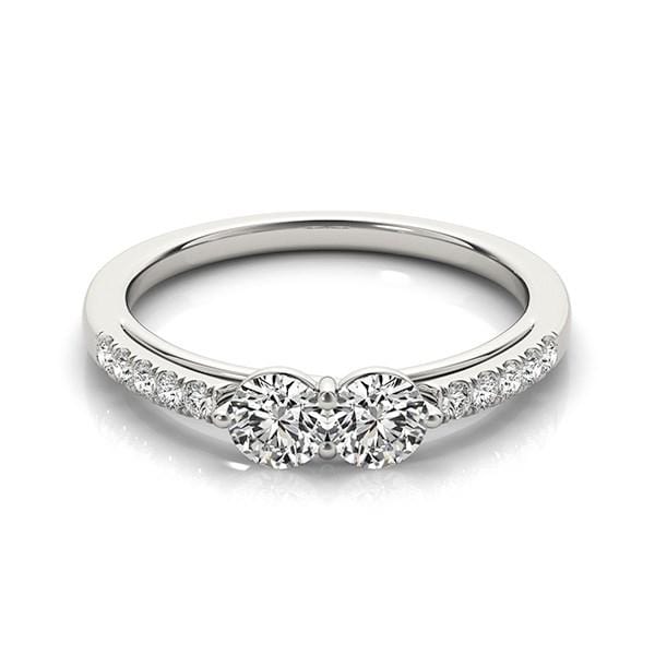 14k White Gold Two Stone Round Diamond Ring (5/8 cttw) Rings Angelucci Jewelry   