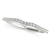Thumbnail for 14k White Gold Wave Theme Diamond Wedding Band (1/8 cttw) Rings Angelucci Jewelry   