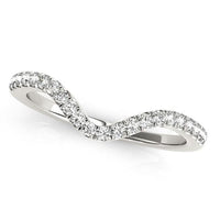 Thumbnail for 14k White Gold Wavy Design Round Diamond Wedding Ring (1/6 cttw) Rings Angelucci Jewelry   
