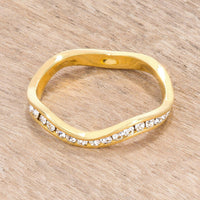 Thumbnail for 18k Gold Plated Petite Wavy Channel Set Crystal Stackable Ring Rings JGI   