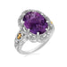 18k Yellow Gold and Sterling Silver Fleur De Lis Ring Amethyst and Diamonds Rings Angelucci Jewelry   
