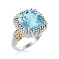 Thumbnail for 18k Yellow Gold & Sterling Silver Sky Blue Topaz and Diamond Popcorn Ring Rings Angelucci Jewelry   