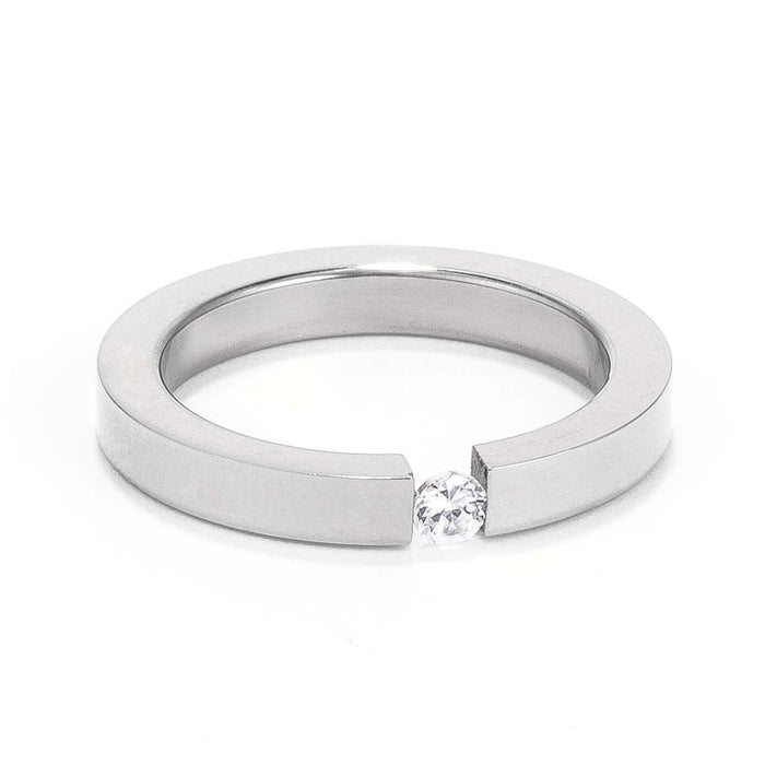 3MM Stainless Steel Floating Solitaire Ring Rings JGI   