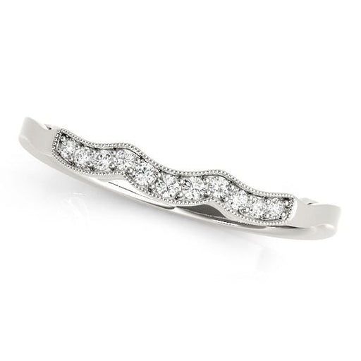 14k White Gold Wave Style Milgrained Diamond Wedding Ring (1/20 cttw) Rings Angelucci Jewelry   