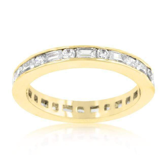 Alternating Cubic Zirconia Eternity Band in Goldtone Finish Rings JGI   
