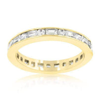 Thumbnail for Alternating Cubic Zirconia Eternity Band in Goldtone Finish Rings JGI   