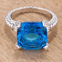 Thumbnail for Aqua Cubic Zirconia Engagement Ring, Aqua Cushion Cut CZ Rings JGI   