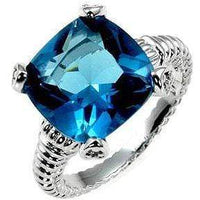 Thumbnail for Aqua Cubic Zirconia Engagement Ring, Aqua Cushion Cut CZ Rings JGI   