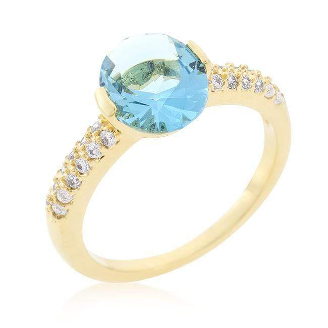 CZ Oval Engagement Ring, Aqua Oval, 18k Gold Plated Rings JGI   