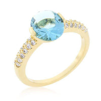 Thumbnail for CZ Oval Engagement Ring, Aqua Oval, 18k Gold Plated Rings JGI   