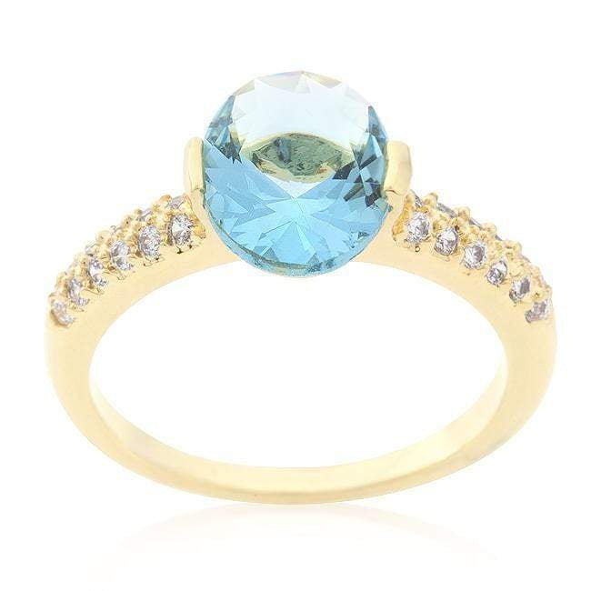 CZ Oval Engagement Ring, Aqua Oval, 18k Gold Plated Rings JGI   