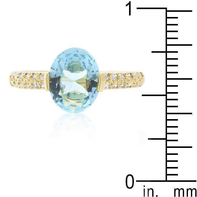CZ Oval Engagement Ring, Aqua Oval, 18k Gold Plated Rings JGI   