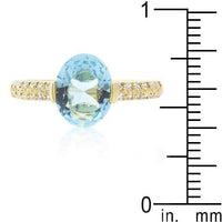 Thumbnail for CZ Oval Engagement Ring, Aqua Oval, 18k Gold Plated Rings JGI   