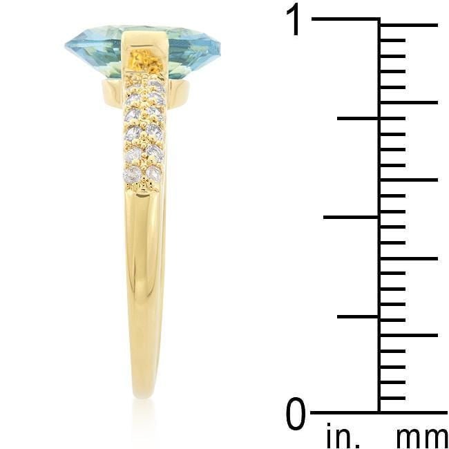 CZ Oval Engagement Ring, Aqua Oval, 18k Gold Plated Rings JGI   