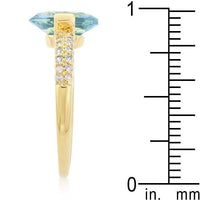 Thumbnail for CZ Oval Engagement Ring, Aqua Oval, 18k Gold Plated Rings JGI   