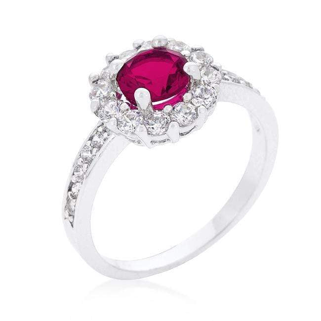 Pink Cubic Zirconia Ring, Bella Birthstone, Dark Pink Rings JGI   