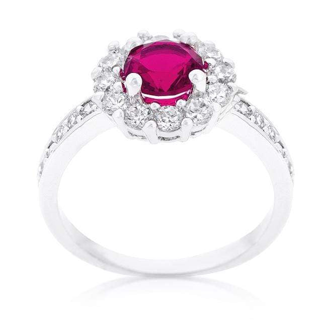 Pink Cubic Zirconia Ring, Bella Birthstone, Dark Pink Rings JGI   