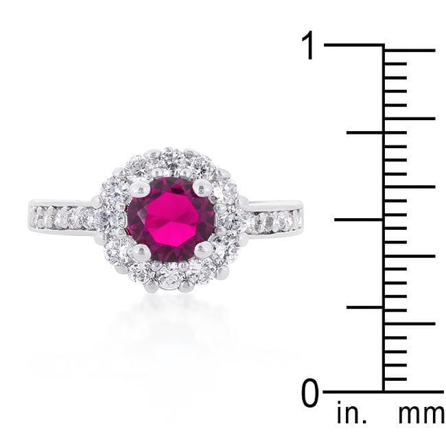 Pink Cubic Zirconia Ring, Bella Birthstone, Dark Pink Rings JGI   