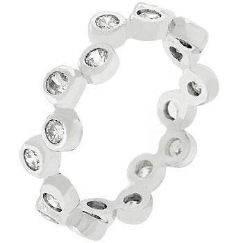 Bezel Set Clear CZ Eternity Band Rings JGI   