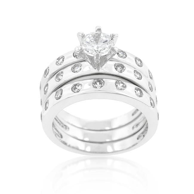 Cubic Zirconia Bezel Ring, Engagement Ring Set Rings JGI   