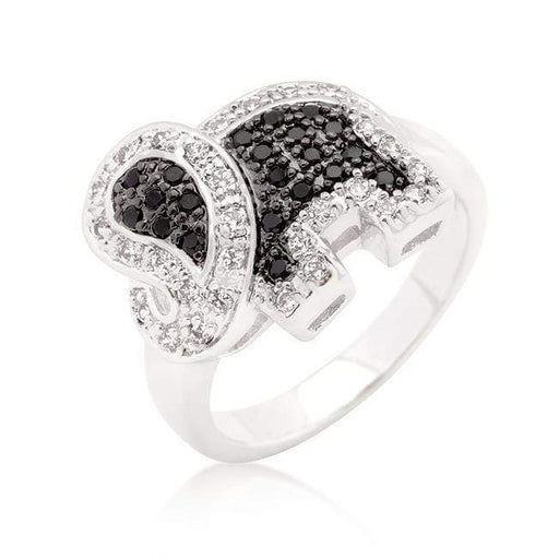 Black and White Cubic Zirconia Elephant Ring Rings JGI   