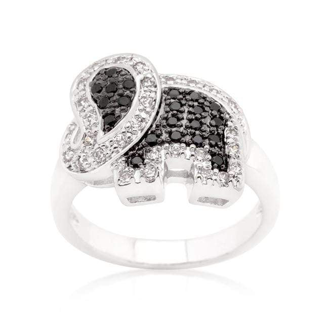 Black and White Cubic Zirconia Elephant Ring Rings JGI   