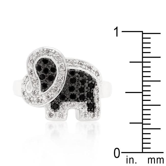 Black and White Cubic Zirconia Elephant Ring Rings JGI   