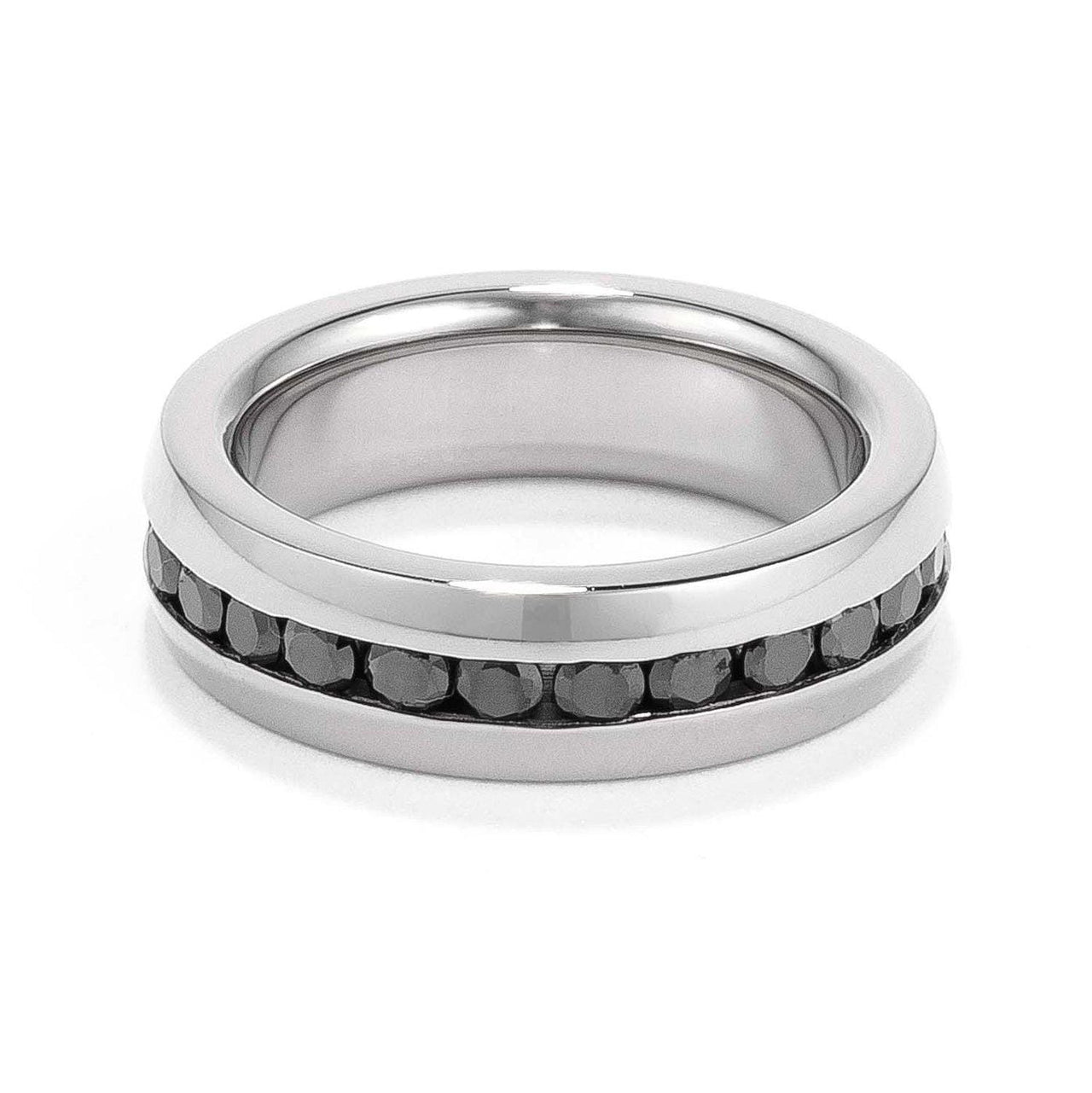Black CZ Stainless Steel Eternity Band Rings JGI   