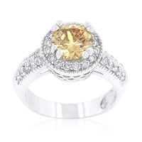 Thumbnail for Cubic Zirconia Halo Ring, Champagne Halo CZ Engagement Ring Rings JGI   