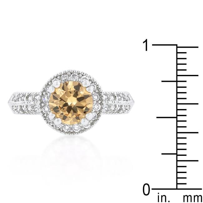 Cubic Zirconia Halo Ring, Champagne Halo CZ Engagement Ring Rings JGI   