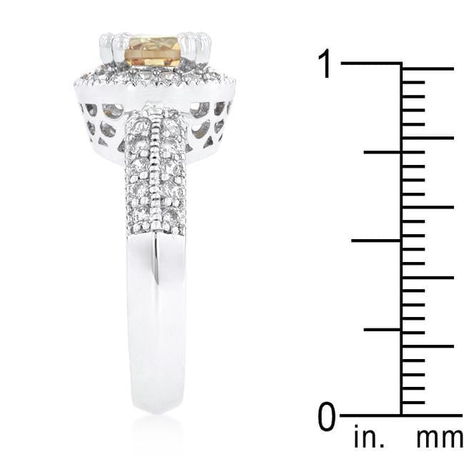 Cubic Zirconia Halo Ring, Champagne Halo CZ Engagement Ring Rings JGI   