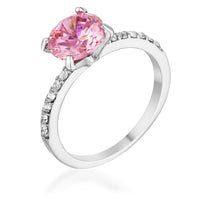Thumbnail for Classic 2.3Ct Pink CZ Rhodium Plated Ring Rings JGI   