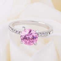 Thumbnail for Classic 2.3Ct Pink CZ Rhodium Plated Ring Rings JGI   