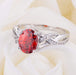 2 Carat Oval Cubic Zirconia Ring, Apple Red, Pave, Rhodium Coated Rings JGI   