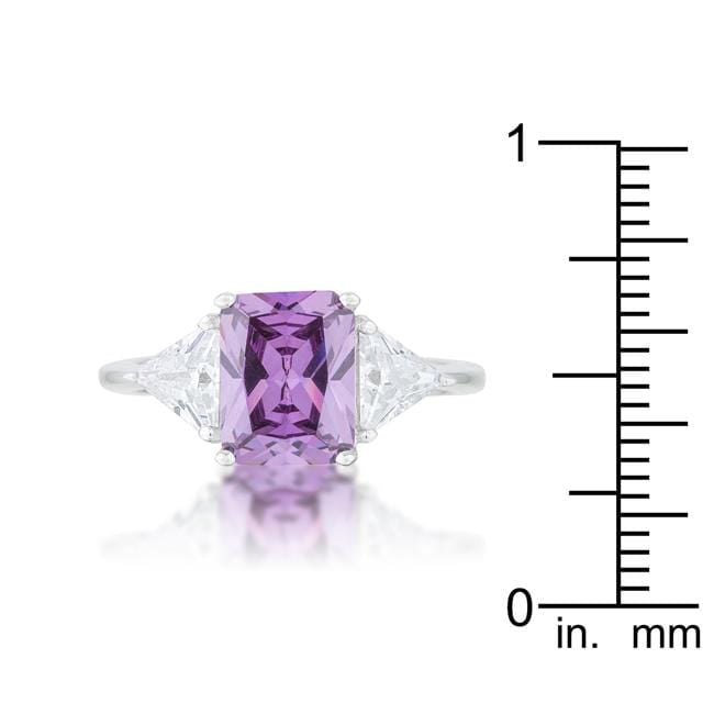 Trillion Cut Cubic Zirconia Ring, Classic Amethyst Rhodium-Coated CZ Engagement Ring Rings JGI   